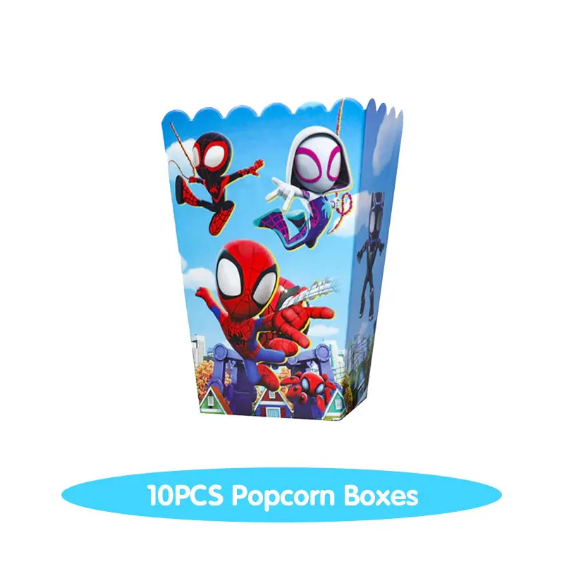 Spidey And His Amazing Friends Birthday Decoration Tableware Supplies Party Paper Cups Plates Tablecloth Banner Balloons For Kid