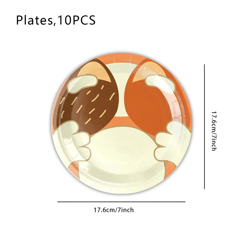 New Cartoon Dogs Birthday Party Decoration Full Set Kit Blue Dog Happy Birthday Plates Napkins Cups Tableware Supplies Kid Favor