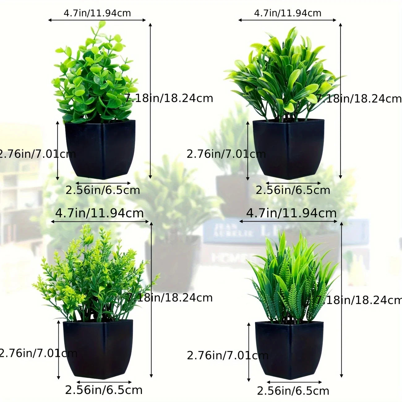 1pc Fake Plant Black Pot, Mini Artificial Eucalyptus Potted Plant for Indoor Home Office Farmhouse Bathroom Table Decorating