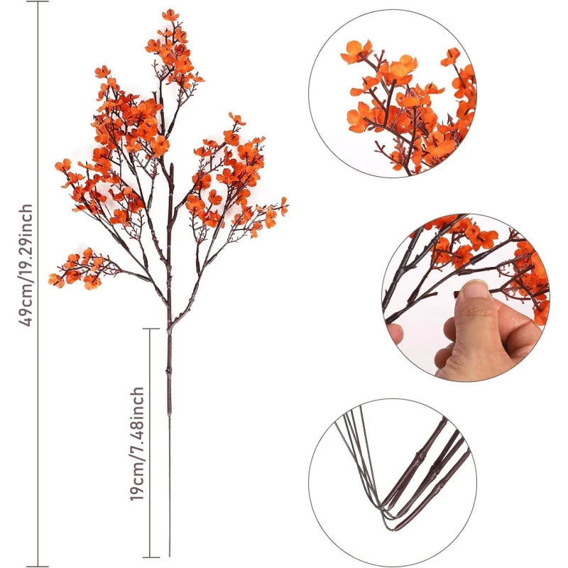 3pcs Baby Breathable Artificial Flowers, Silk Plants for Autumn Halloween Decor, Perfect Seasonal Home Decorations