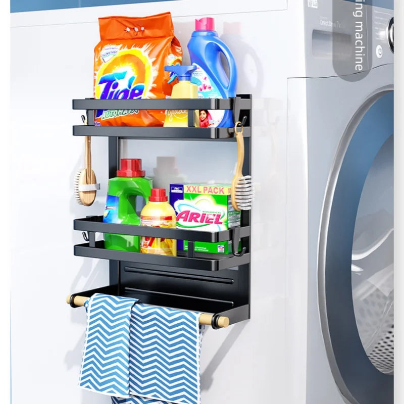 2-3Layer Magnetic Refrigerator Organizer Kitchen Storage Shelf Adhesive Towel Holder Side Mount Rack Home Kitchen Organization