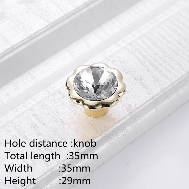 KK&FING Luxury Crystal Handles Drawer Knobs Zinc Alloy Kitchen Cabinet Handles Wardrobe Door Pulls Furniture Handle Hardware