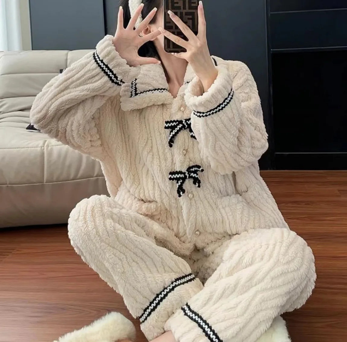 Solid Casual Pajamas For Women Two Pieces Sleepwear Women's Pajama Trousers Loungewear Sets Nightwear Female Home Suit Clothes
