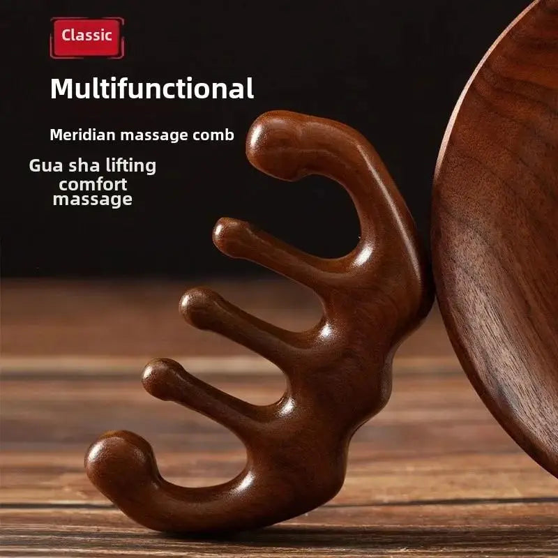 Wood Therapy Massage Comb Head Face Scalp Gua Sha Massager Natural Facial Sandalwood Wide Tooth Guasha Scraping Body Massage
