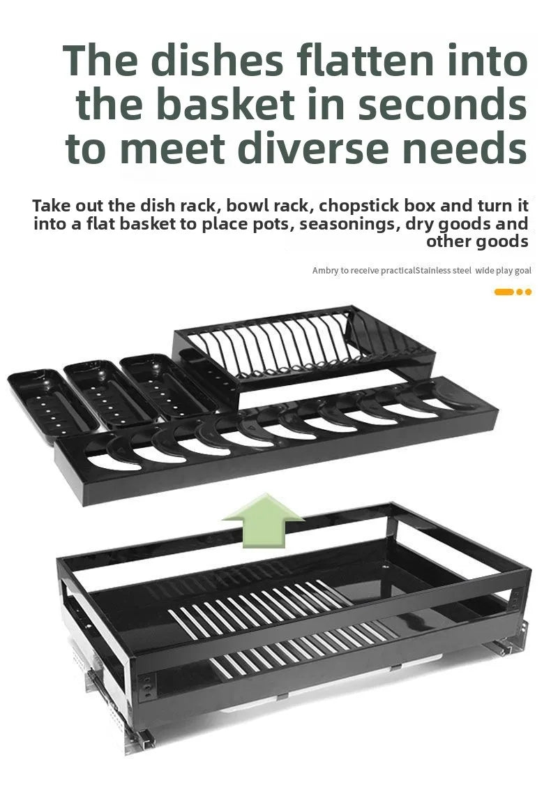 Kitchen Cabinet Stainless Steel Double Layer Basket