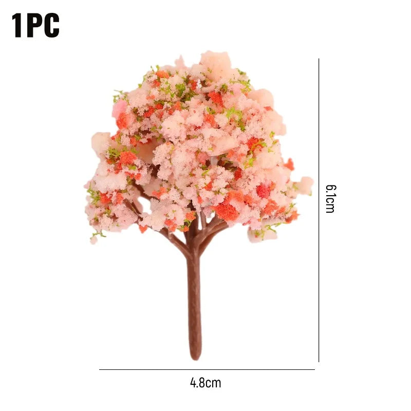 DIY Miniature Artificial Landscape Trees Micro Flower Tree Figurines Artificial Scenery Tree Moss Bonsai Ornament Tabletop Decor