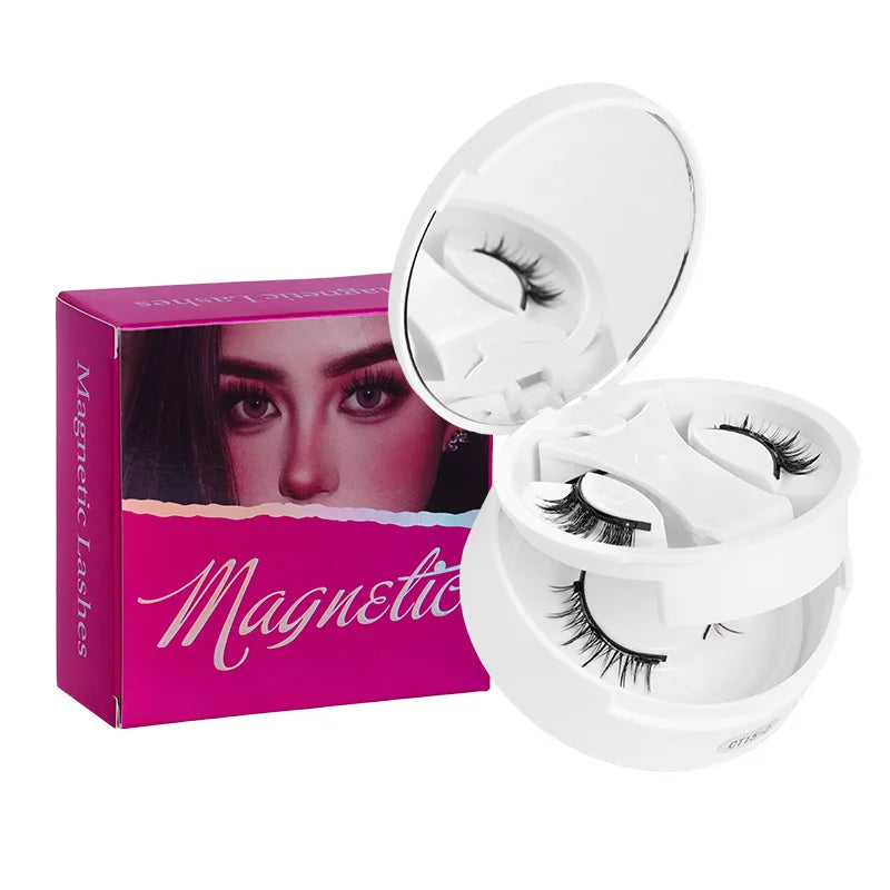 New 2 Pairs Magnetic Fake Eyelashes Set No Glue Needed Faux Lashes Reusable False Eyelashes with Magnetic Tweezers Makeup Tool