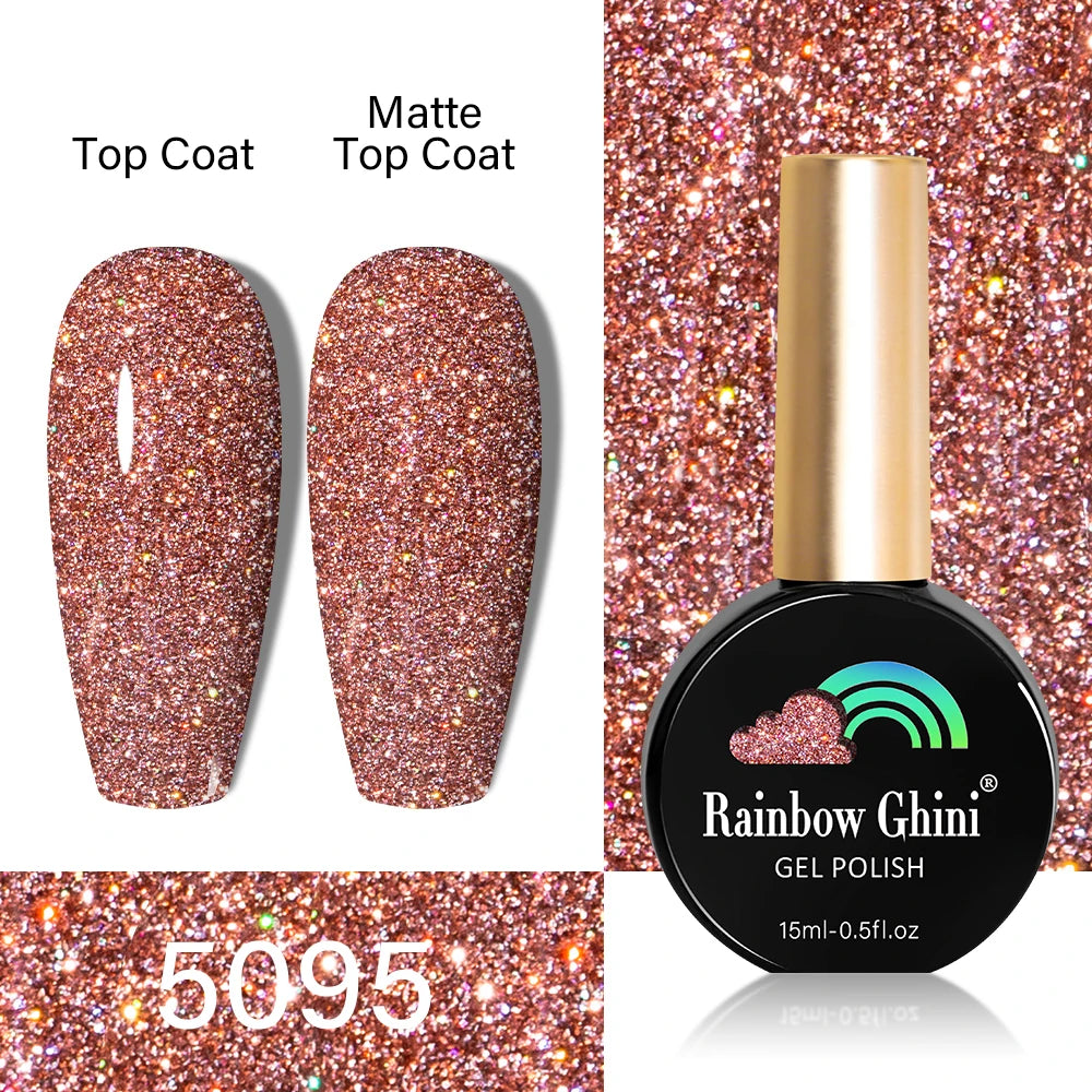 RG HEMA TPO FREE Neon Glitter Gel Nail Polish 15ml Nail Art Manicure Semi Permanent Gel Hybrid Varnishes Top Base Coat UV Nail