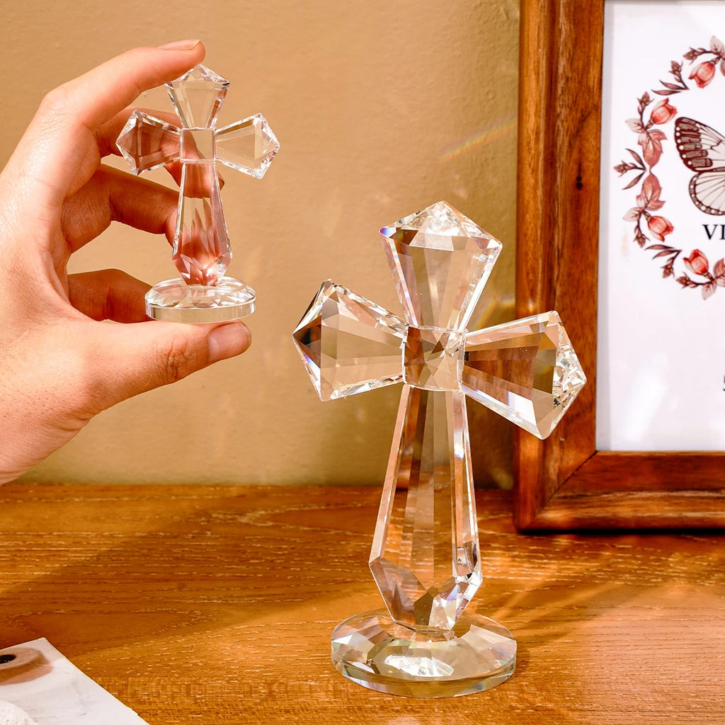 1PC Love Angel and Cross Prism Shaped Glass Crafts, Window Sills Sun Catcher Ornament Prism Light Catching Decorative Crafts