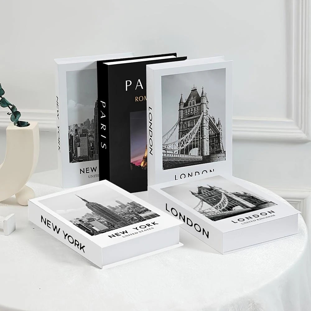 Modern Foldable Fake Book (3counts), City Theme Fake Book, Book Shaped Photo Props, Desktop Ornaments for Home Decor