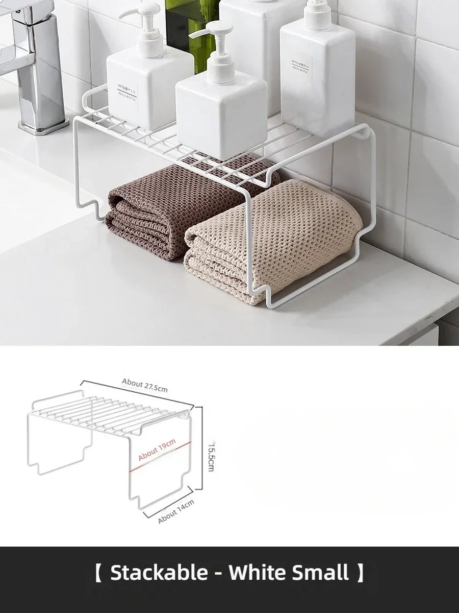 Kitchen Cabinet Storage Shelf Rack, Rustproof Metal Wire Shelf Spice Rack Cupboard Organizer Pantry Countertop Organization