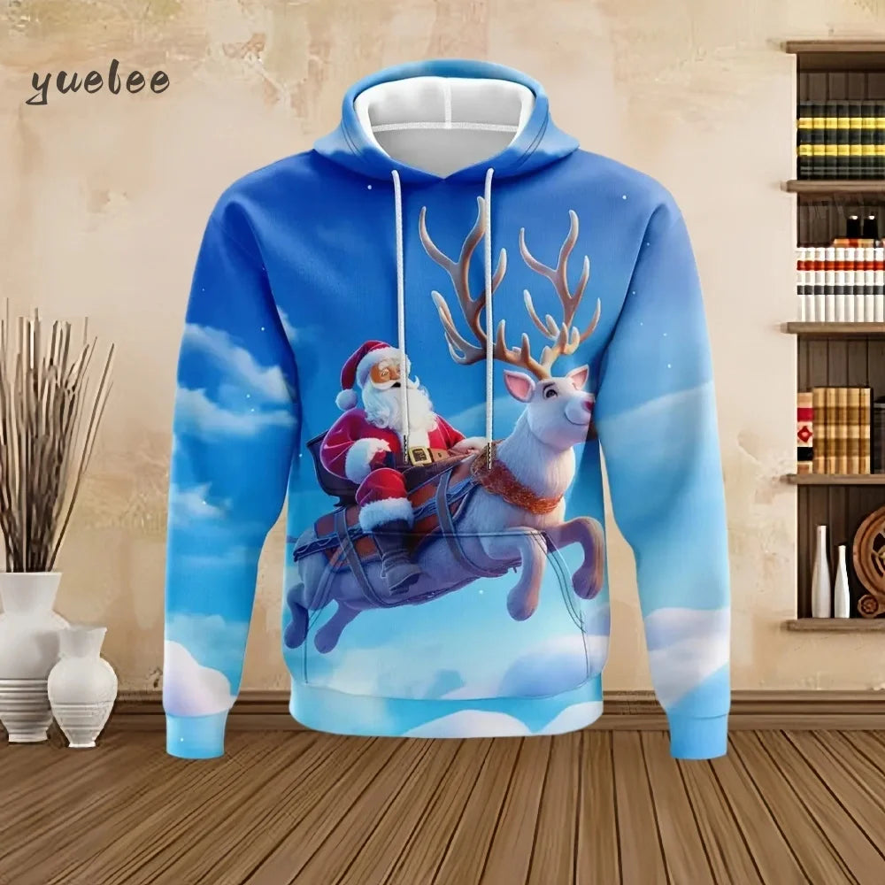 Men's Christmas Beer Hooded Sweater Christmas Party Long Sleeve with Drawstring Hoodies Comfortable Oversize Sweatshirt for Men
