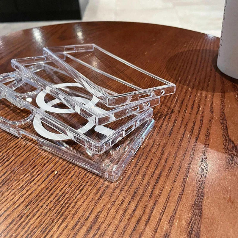 For Magesafe Magnetic Clear Wireless Charging Phone Case For Samsung Galaxy Z Fold 7 6 5 4 3 Z Flip 7 6 5 4 3 Shockproof Cover