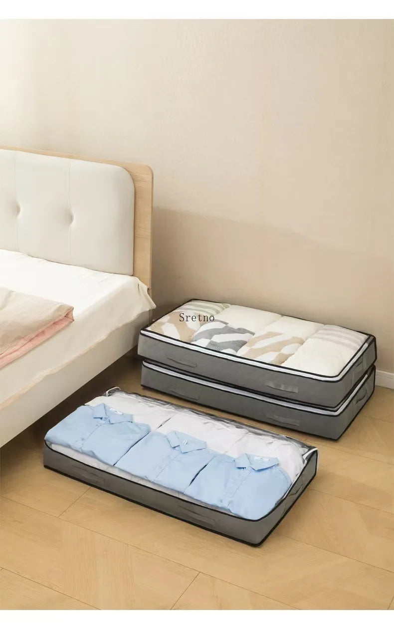 SRETNO Foldable Bed Sheet Storage Box Space Saving Multi-functional Quilt Cover Case Dustproof Underbed Storage Bags Household