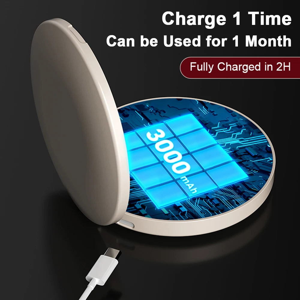 Mini Portable Makeup Mirror 2.8-Inch Display Smart LED Sunscreen Detection Compact Travel Size for Beauty On-the-Go