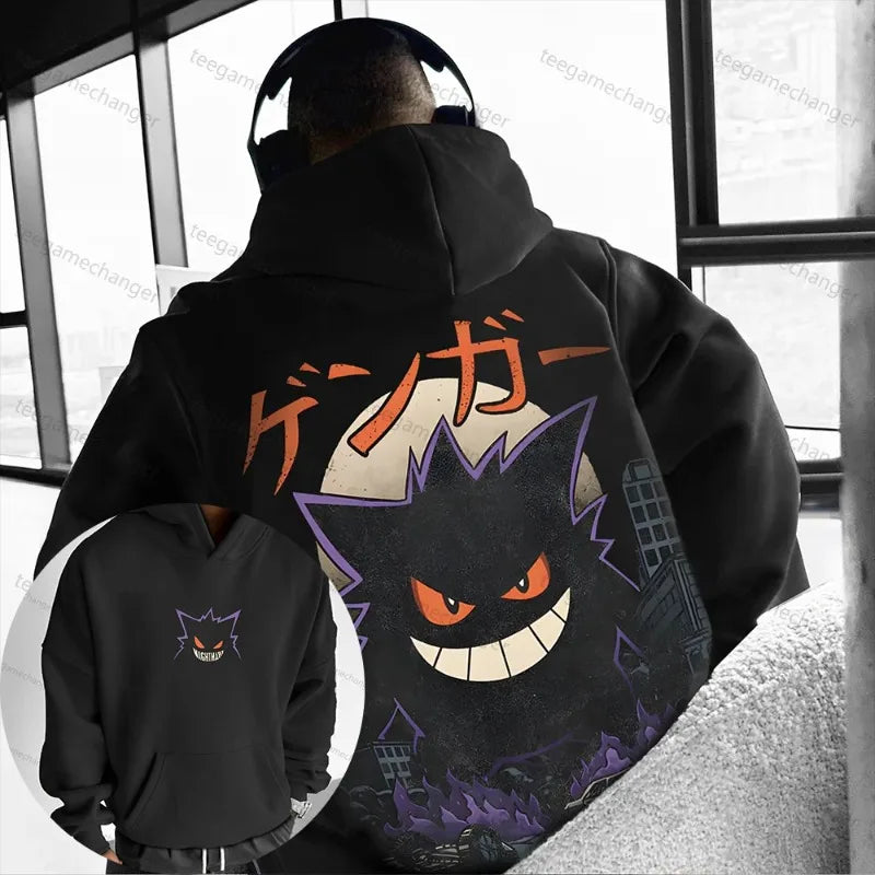 Pokémon Game Super Cool Gengar Printed Hoodie Men and Women Autumn/Winter New Y2K Harajuku Large Size Casual Trend Sweater Top