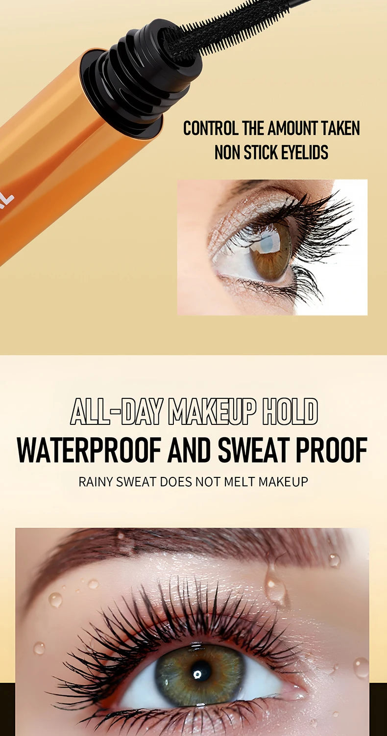 Lengthening Mascara Waterproof Gold Edition Smudge Free Curl Lock Technology All Day Wear Voluminous Lashes