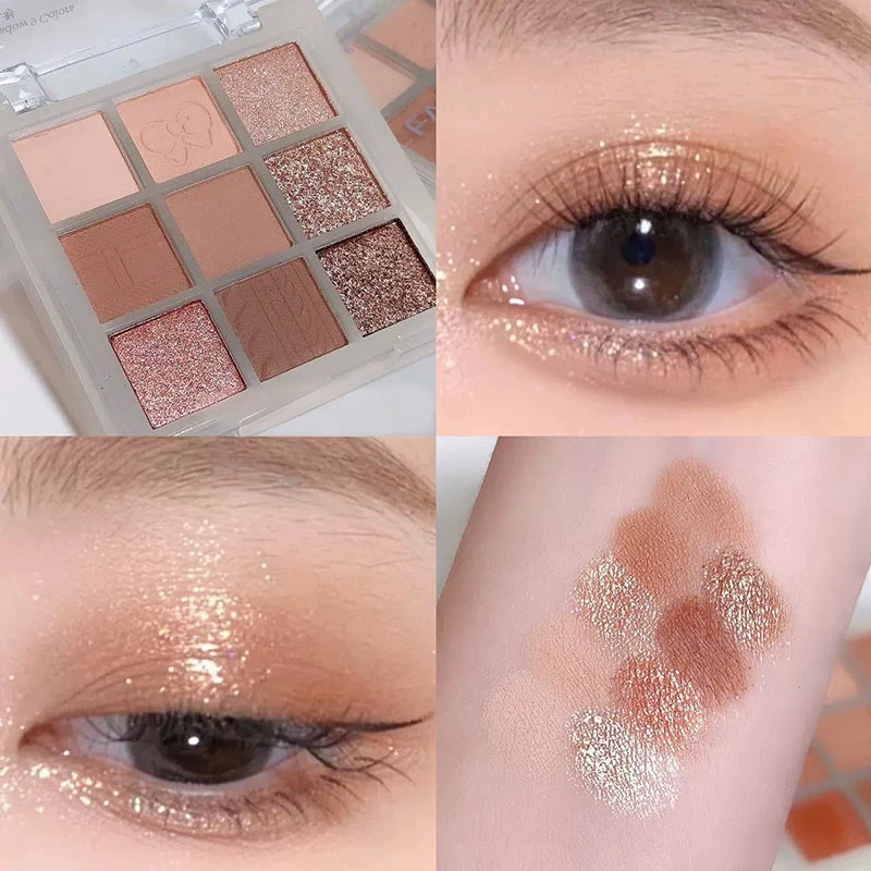 Eyeshadow Palette with Pearlescent & Matte Finishes - 9 Colors Eyeshadow Palette Long-Lasting Makeup Palette,Versatile Makeup