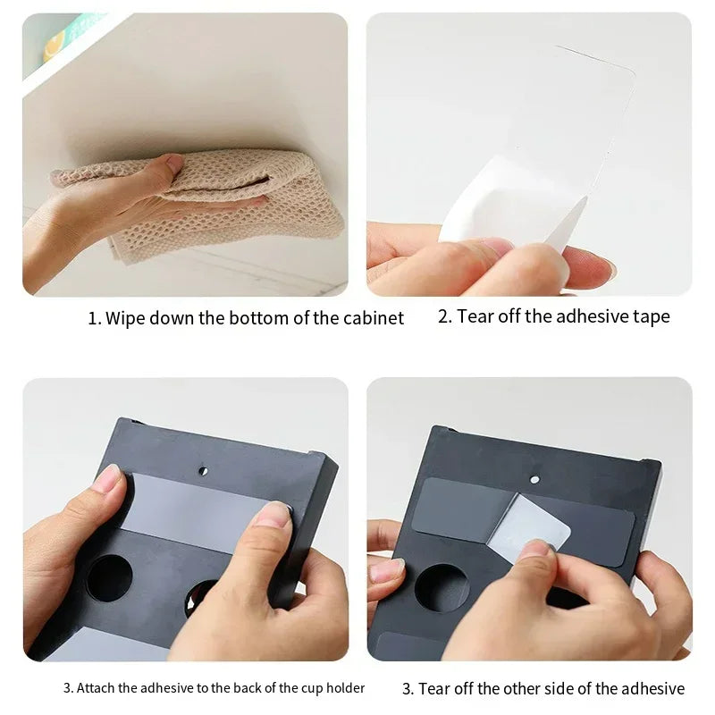 Kitchen Cabinet Free Punching Holder Wine Glass Rack Hanging Holder Shelf Multi-Function Goblet Classification up Organizer