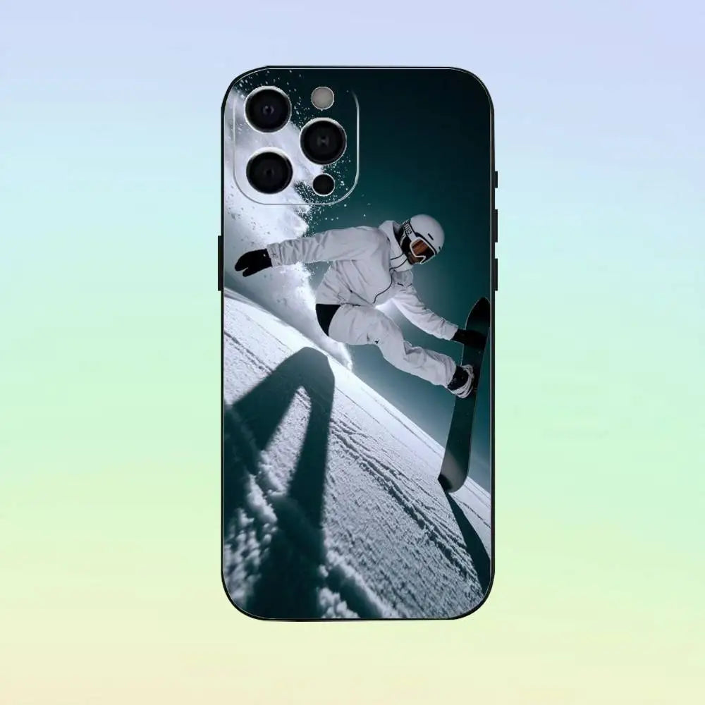 Skiing Snow Snowboard Ski Phone Case Silicone Soft For IPhone 17 16 15 14 13 12 11 Black Soft Silicone case
