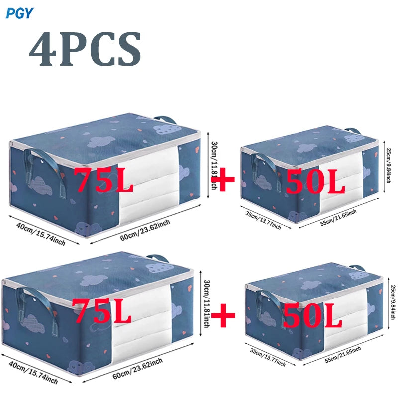 4/2/1PCS Big Capacity Quilt Clothes Duvet Blanket Storage Bag Organizer Sorting Bags Dustproof Closet Under-Bed Moisture Proof