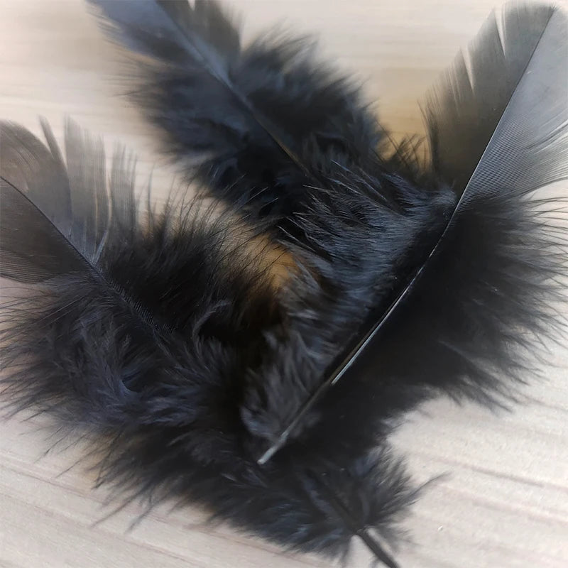 390pcs Black Feathers For Crafts Assortment Bulk Small Hats Plumas Decoration Vases Massage Carnival Salon Hackle Chicken 4-9cm
