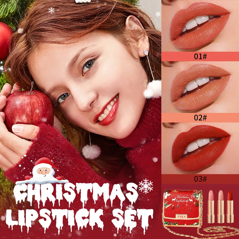 Christmas Matte Lip Gloss Set Lipstick Smooth Lasting Display Lip Gloss Waterproof Moisturizing Lipstick Holiday Gift Box Set