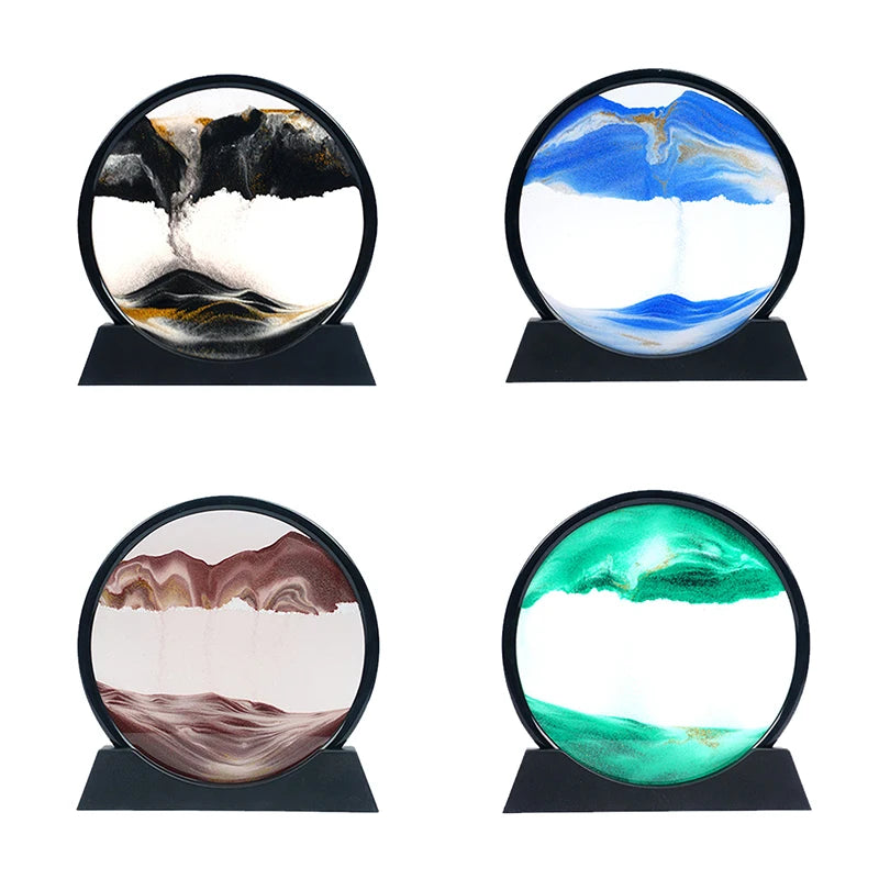 Office Home Decor 3D Extract Hourglass Quicksand Moving Sand Art Picture Round Glass Deep Sea Sandscape Craft Flowing Painting