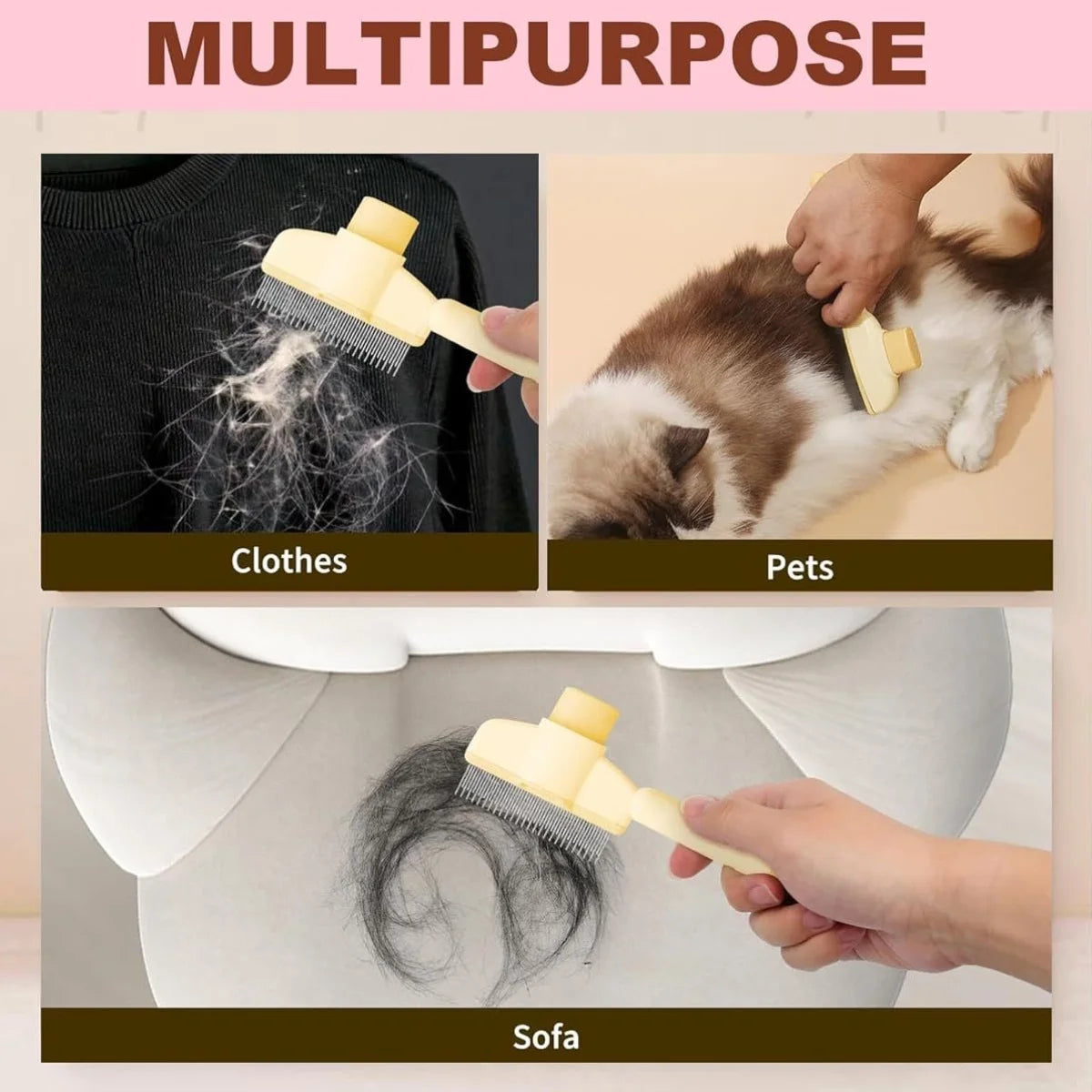 Pet One Button Self Cleaning Pet Grooming Gloves Brush Comb Hair Remover and Massage Tool for Cats and Dogs Easy Grooming