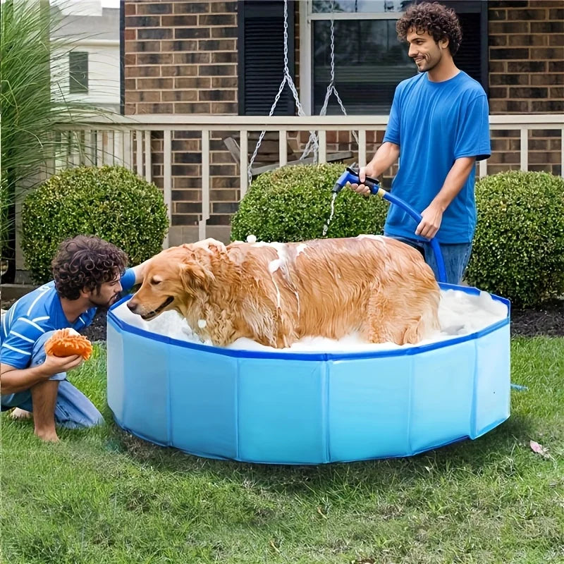 Portable Pet Pool with Foldable Dog Swimming Basin, Cat and Dog Bath Basin, Sturdy Edges, Suitable for All Dog Breeds