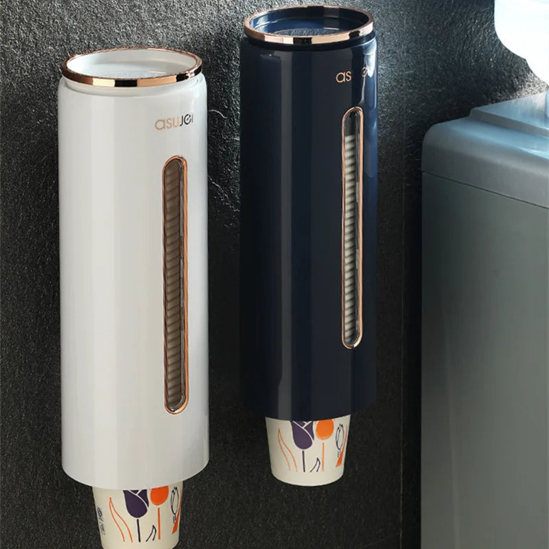 1PCS Plastic Automatic Cup Dispenser Wall-Mounted for Water Machine Kitchen Cabinet Storage Organizer with Paper Cup Holder