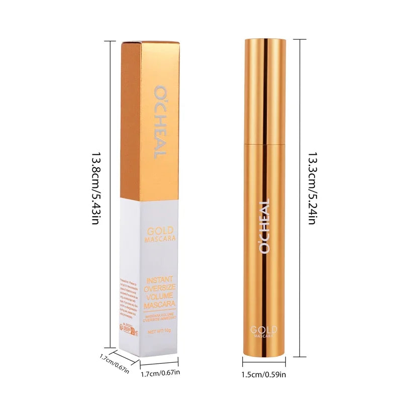 Lengthening Mascara Waterproof Gold Edition Smudge Free Curl Lock Technology All Day Wear Voluminous Lashes