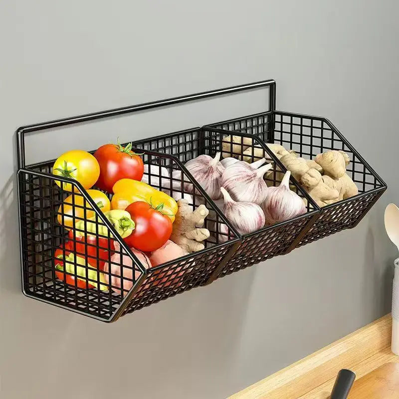 Kitchen Wall Hanging Storage Rack Multi-functional Onion Ginger Garlic Storage Rack Storage Box Basket Vegetable Basket