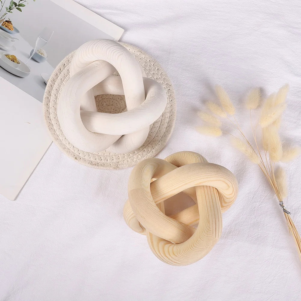 Bohemian Wood Chain Decoration for Living Room Farmhouse Coffee Table Decor Wood Knot Boho Natural Chain Desk Home Ornaments