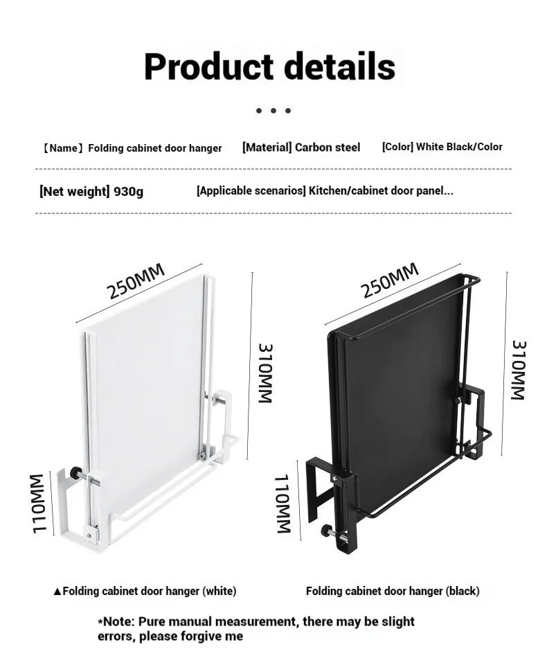 Foldable Countertop Shelf - Carbon Steel Cabinet Door Organizer with Multi-Functional Board - Space Saving Kitchen & Home Storag