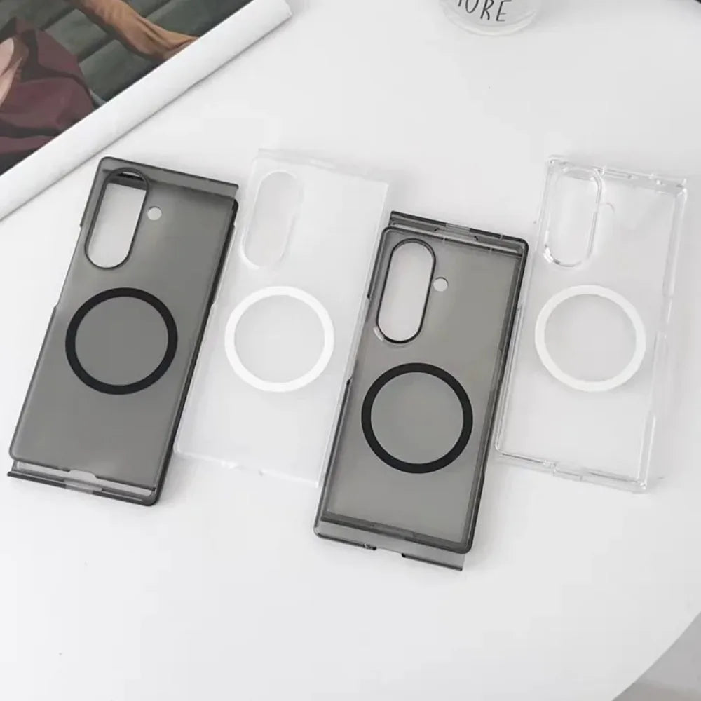 Transparent Ultra Thin Magnetic Phone Case for Samsung Galaxy Z Fold 7 6 5 4 3 Magsafe Wireless Charging Protection Cover Funda