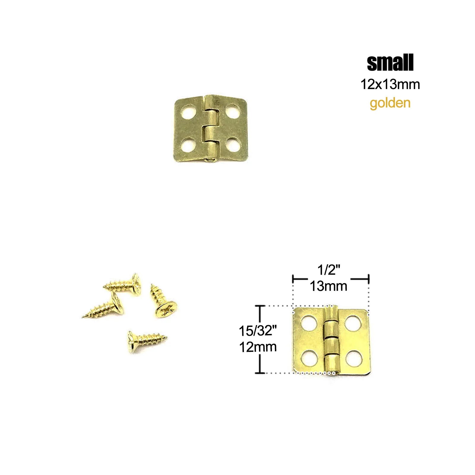 12Pcs Mini Small Heavy Duty Flat Jewelry Chest Gift Wooden Music Box Wine Case Dollhouse Cabinet Door Hinge with Screw