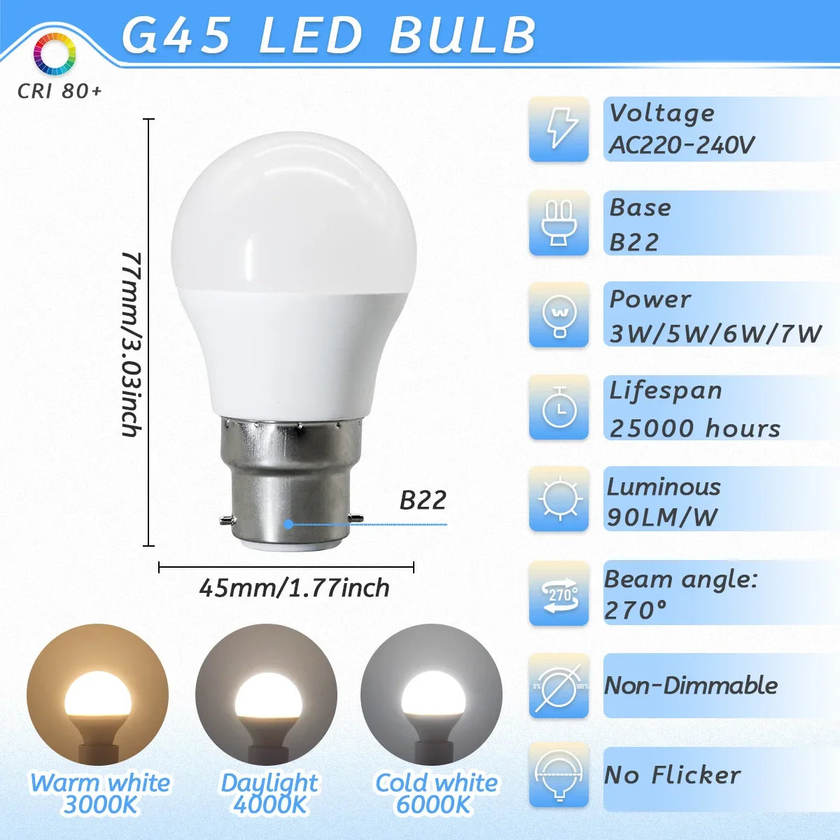 10PCS/LOT LED Candle Light Mini Bulb C37 G45 AC220V E14 E27 B22 Head Light Flicker-free 3W-7W Suitable for Home Study Lighting