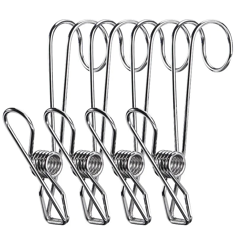 10/20pcs Stainless Steel Clothes Pegs Laundry Storage clip Hooks Photo Clip Bathroom Towel Clip Kitchen Organizer Holder Rack