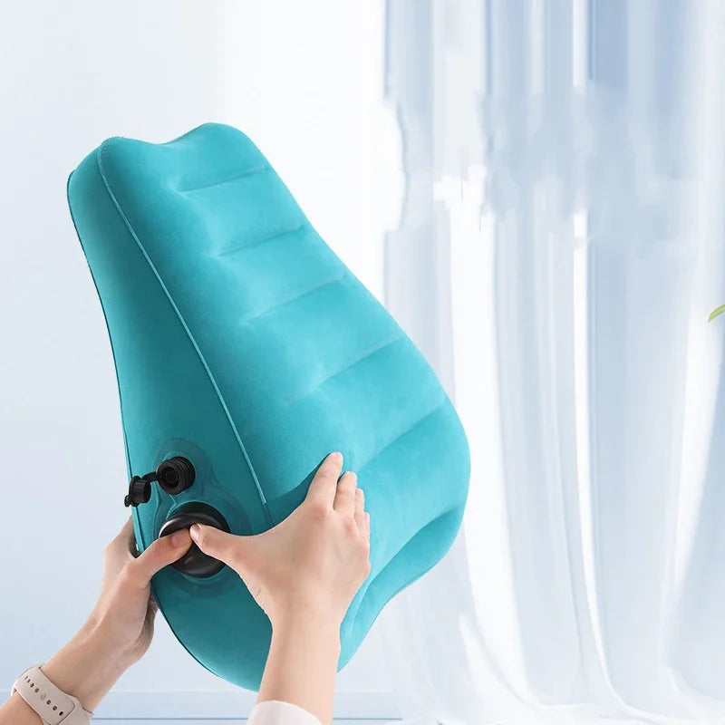 Ergonomic Inflatable Lumbar Support Pillow - Press Type Cushion, Enhances Back Comfort for Long-distance Flights & Daily Use