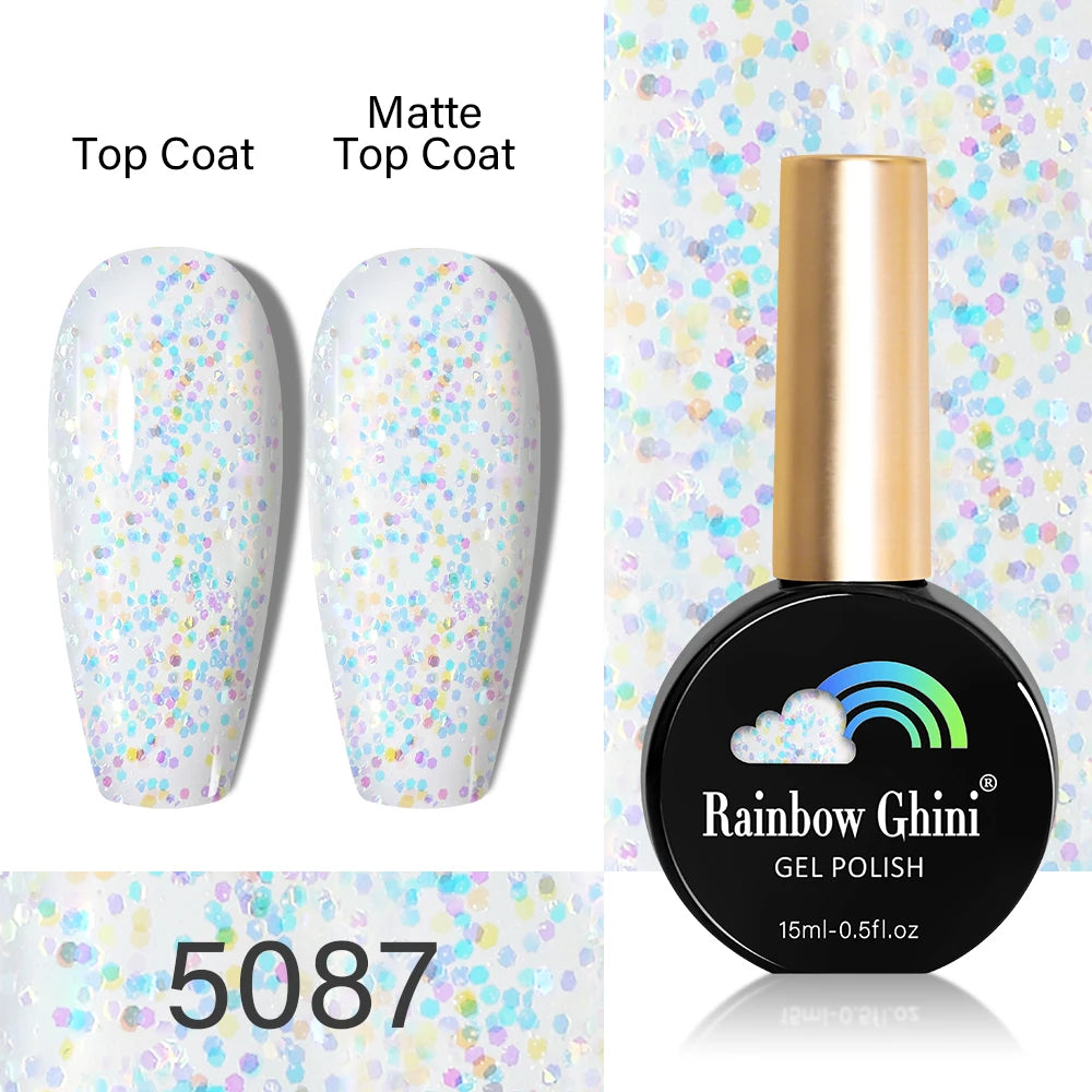 RG HEMA TPO FREE Neon Glitter Gel Nail Polish 15ml Nail Art Manicure Semi Permanent Gel Hybrid Varnishes Top Base Coat UV Nail