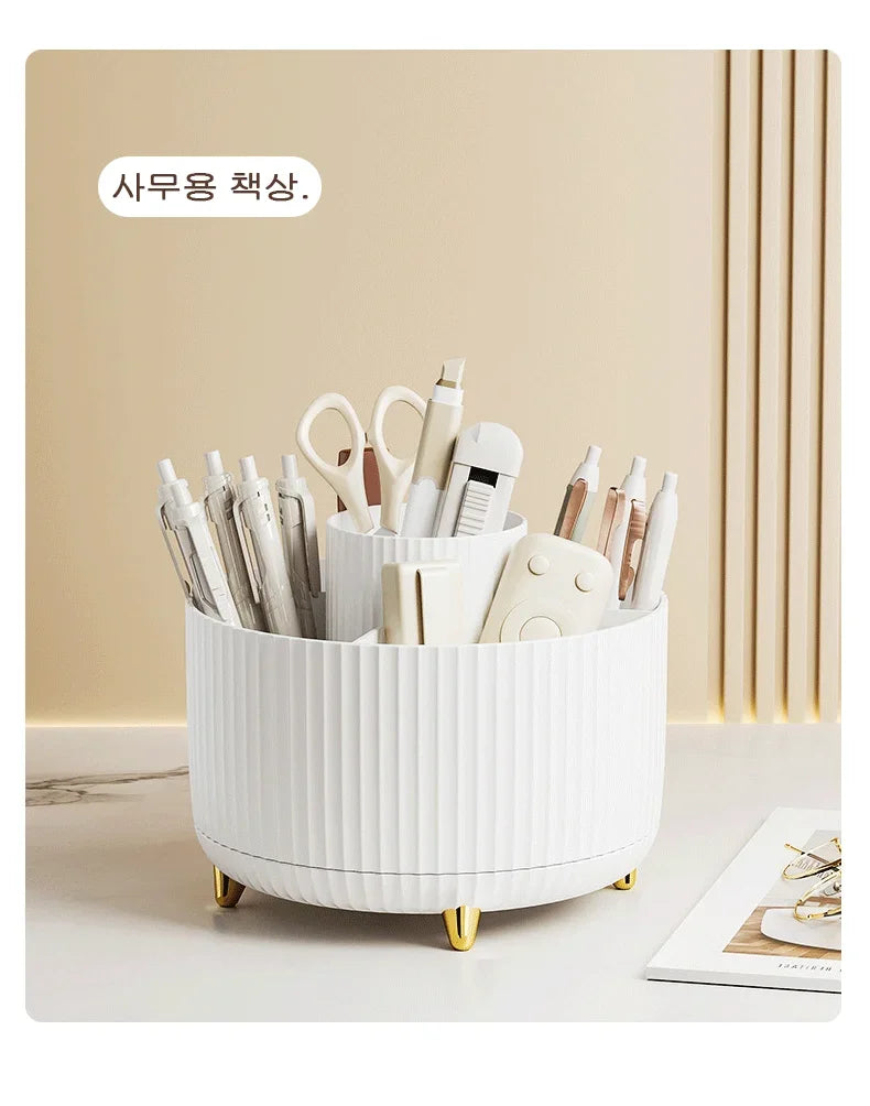 Rotating Makeup Brush Organizer 360 Degree Spinning Storage Box Cosmetic Brush Holder Desktop Organizer Pen Pencil Container