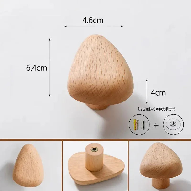 Nordic Creative Solid Wood Pebble-shaped Cabinet Door Drawer Handle Walnut Wall Mounted Coat Hooks Home Bag Key Decoration Hook