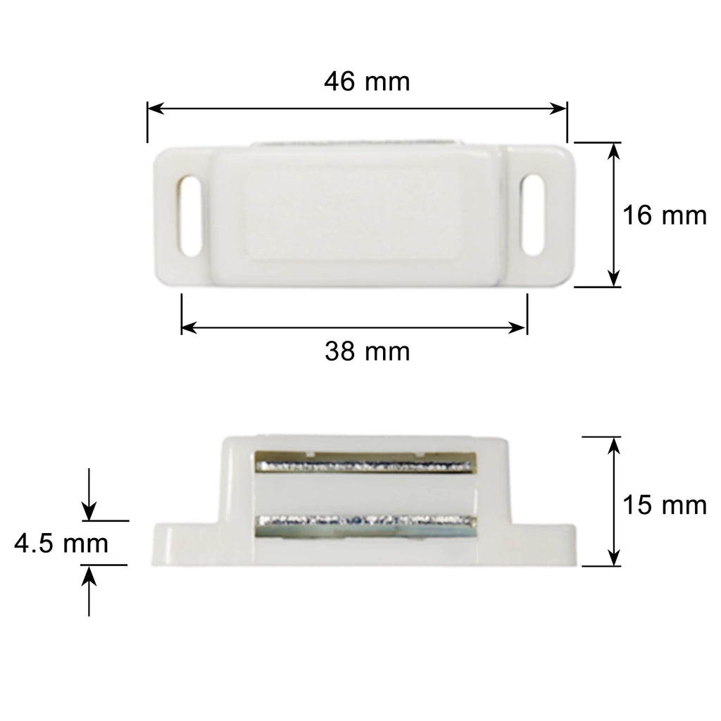Cupboard Kitchen Furniture Magnetic Cabinet Door Latch Closures White Plastic Strong Powerful Magnet Catch