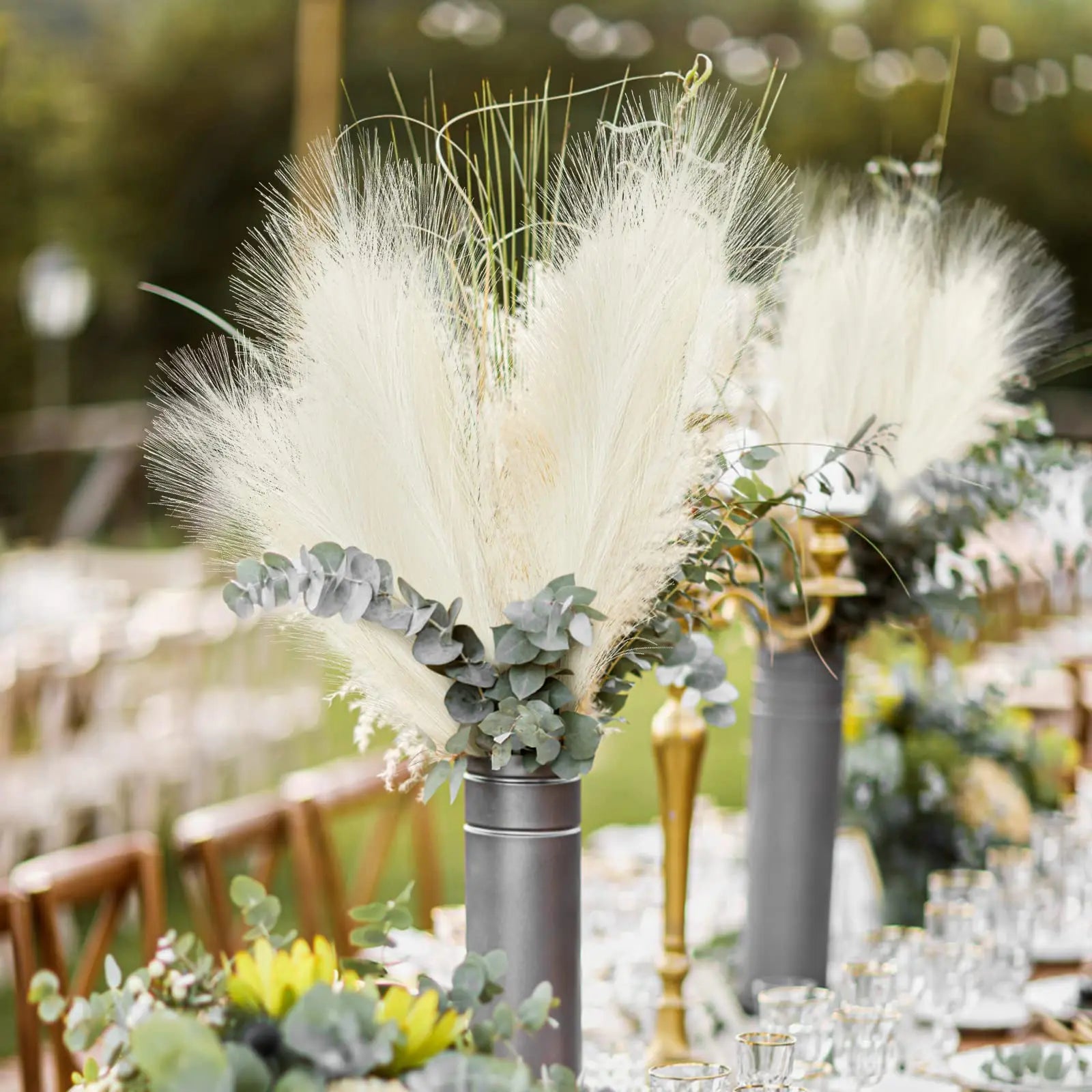 10/30 Pcs Artificial Pampas Grass Fluffy Reed Bouquet Boho Decor for Party Room Home Wedding Decoration Table Flower Arrangement