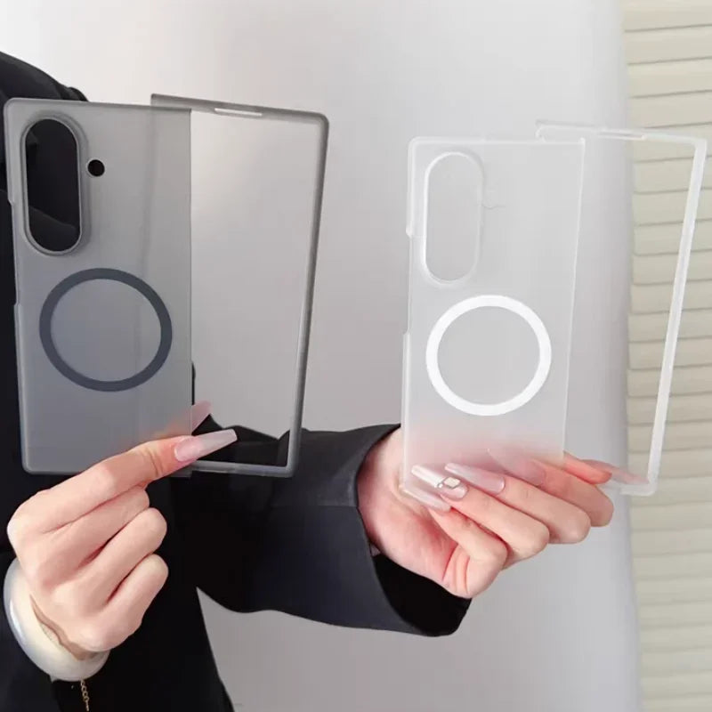 Transparent Ultra Thin Magnetic Phone Case for Samsung Galaxy Z Fold 7 6 5 4 3 Magsafe Wireless Charging Protection Cover Funda