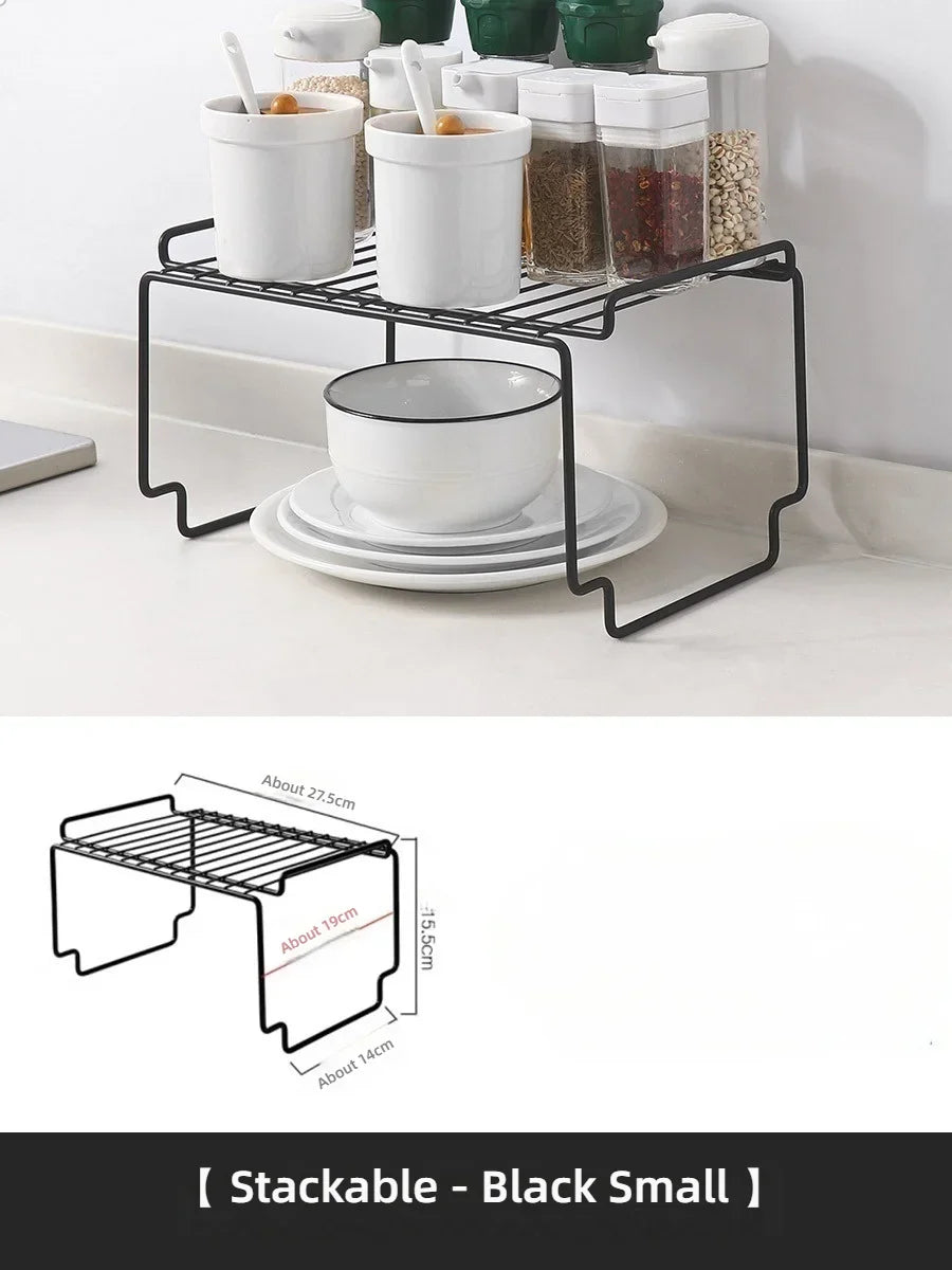 Kitchen Cabinet Storage Shelf Rack, Rustproof Metal Wire Shelf Spice Rack Cupboard Organizer Pantry Countertop Organization