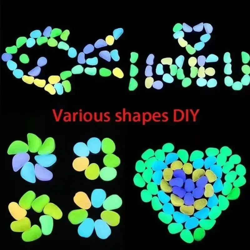 100-1000pcs Glow In The Dark Pebbles, Resin Luminous Stones For Landscape, Garden Paths, Potted Plants, Parks, Aquarium Decor