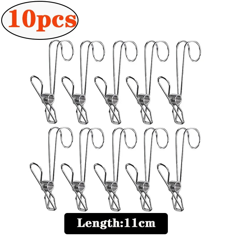10/20pcs Stainless Steel Clothes Pegs Laundry Storage clip Hooks Photo Clip Bathroom Towel Clip Kitchen Organizer Holder Rack