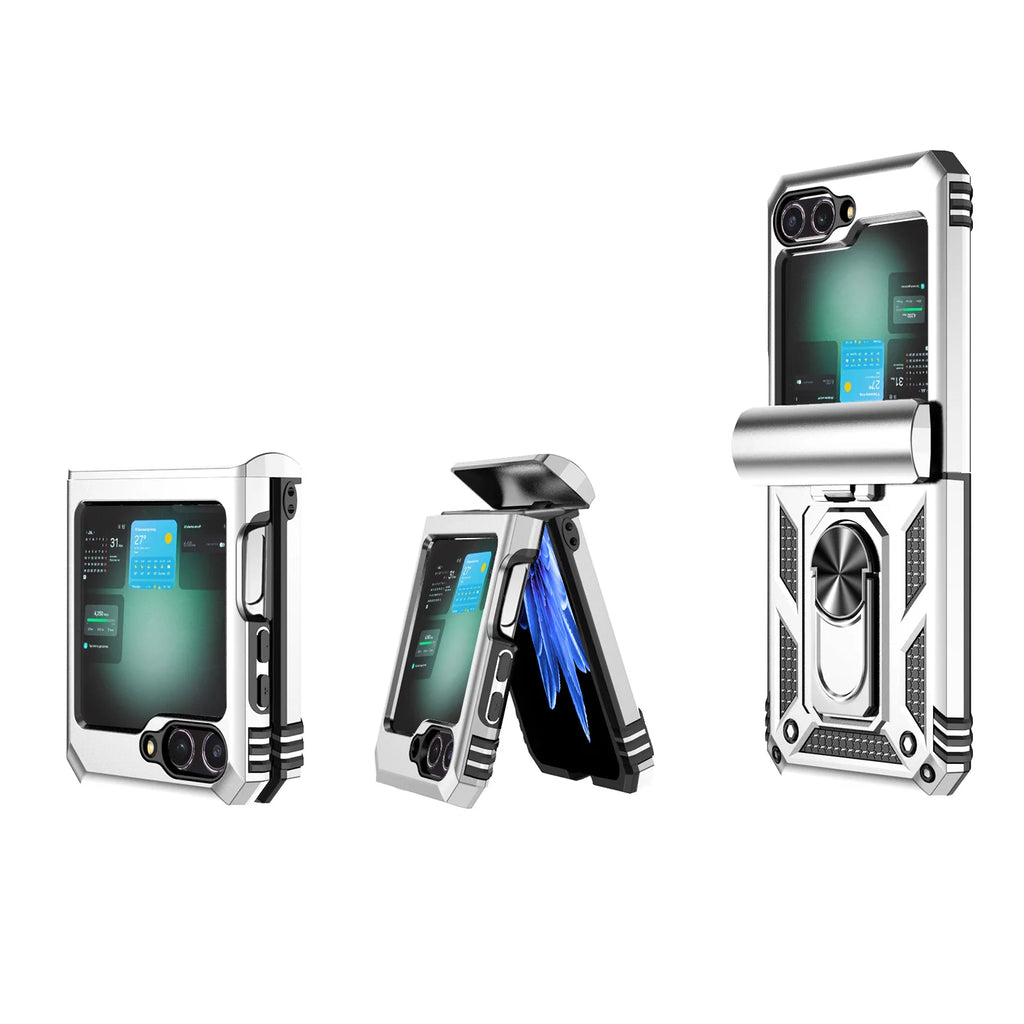 Case For Samsung Galaxy Z Flip 7 5G Z Flip 6 Military Grade Shockproof Heavy Duty Protective Armor Magnetic Kickstand Ring Cover